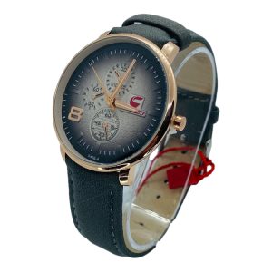 Reloj de Hombre Correa de Cuero Negro y Dorado Gran Calidad N116