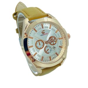 Reloj de Hombre Correa de Cuero  con Dorado Elegante y Gran Calidad N122