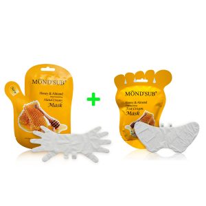 Pack Máscara Cremosa Para Manos Y Pies De Miel Y Almendra